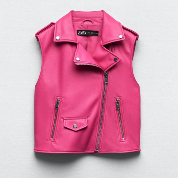Zara Jackets & Blazers - NWOT PINK LEATHER ZARA VEST